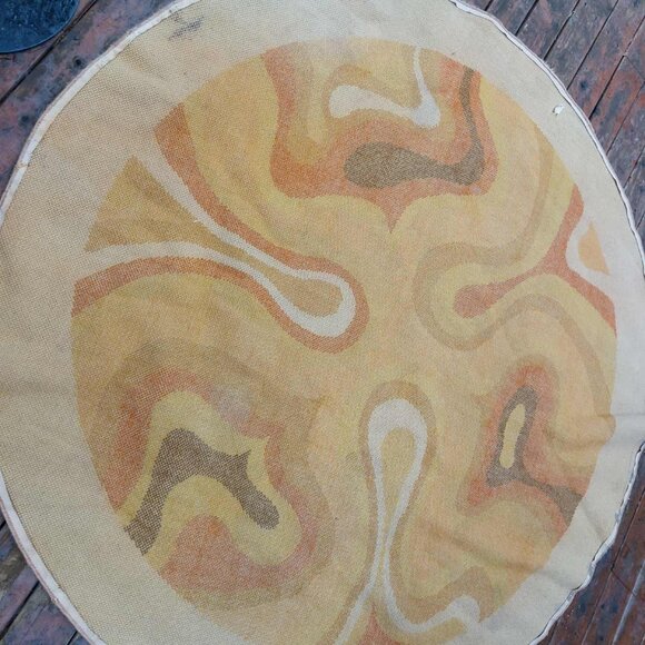 Large 1960s space age pop art pure wool rug Desso "Amoeba" rya rug 6ft diameter - Picture 8 of 10